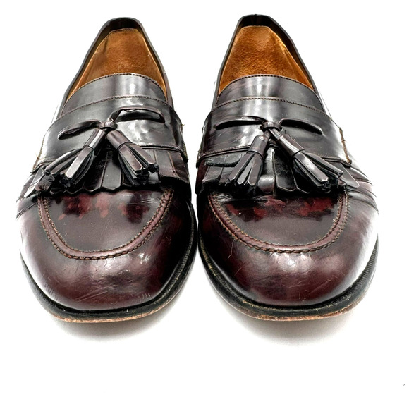 MEZLAN‎ Men\'s 9M Santander Dress Shoes Burgundy Leather Kiltie Tassel Loafers main image 4